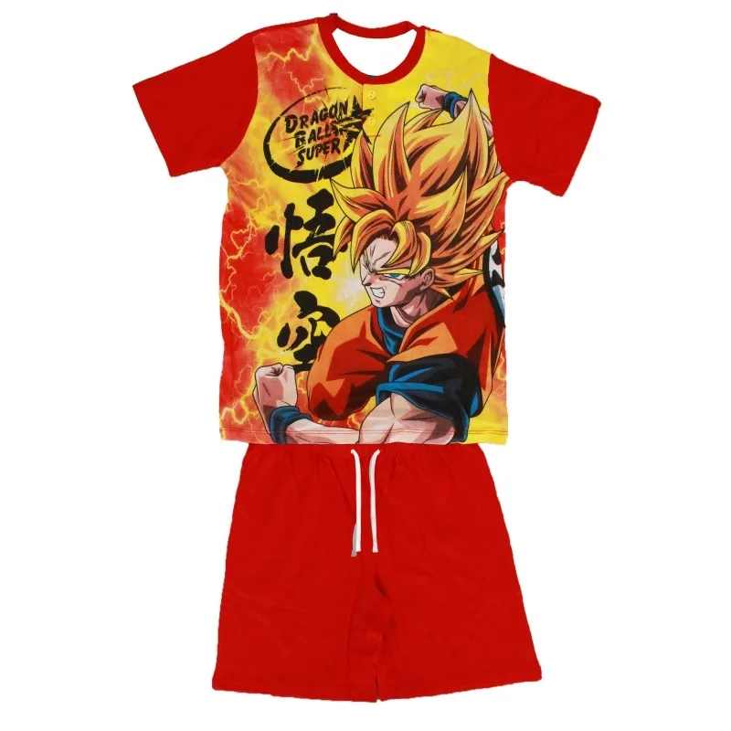 

2026 Summer Goku Super Saiyan Adult and Children 3D Printed Pajamas T-shirt and Pants Two-piece Loungewear Shorts for Friends