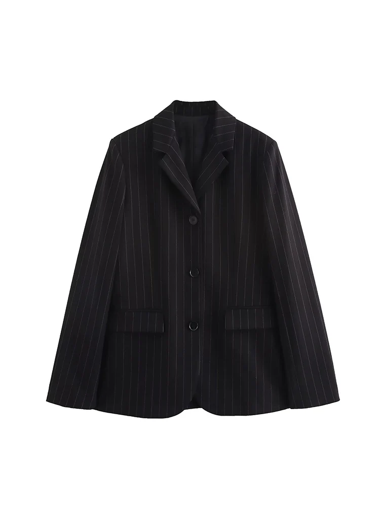 

European and American style autumn new fashion trend leisure women's commuting versatile striped minimalist suit jacket