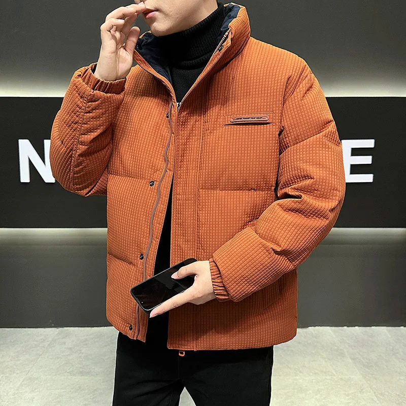 Casual 2024 Winter New Men's Stand Collar Warm Duck Down Jackets Outwear Solid Color Puffer Coats Youth Loose Down Tops Clothing