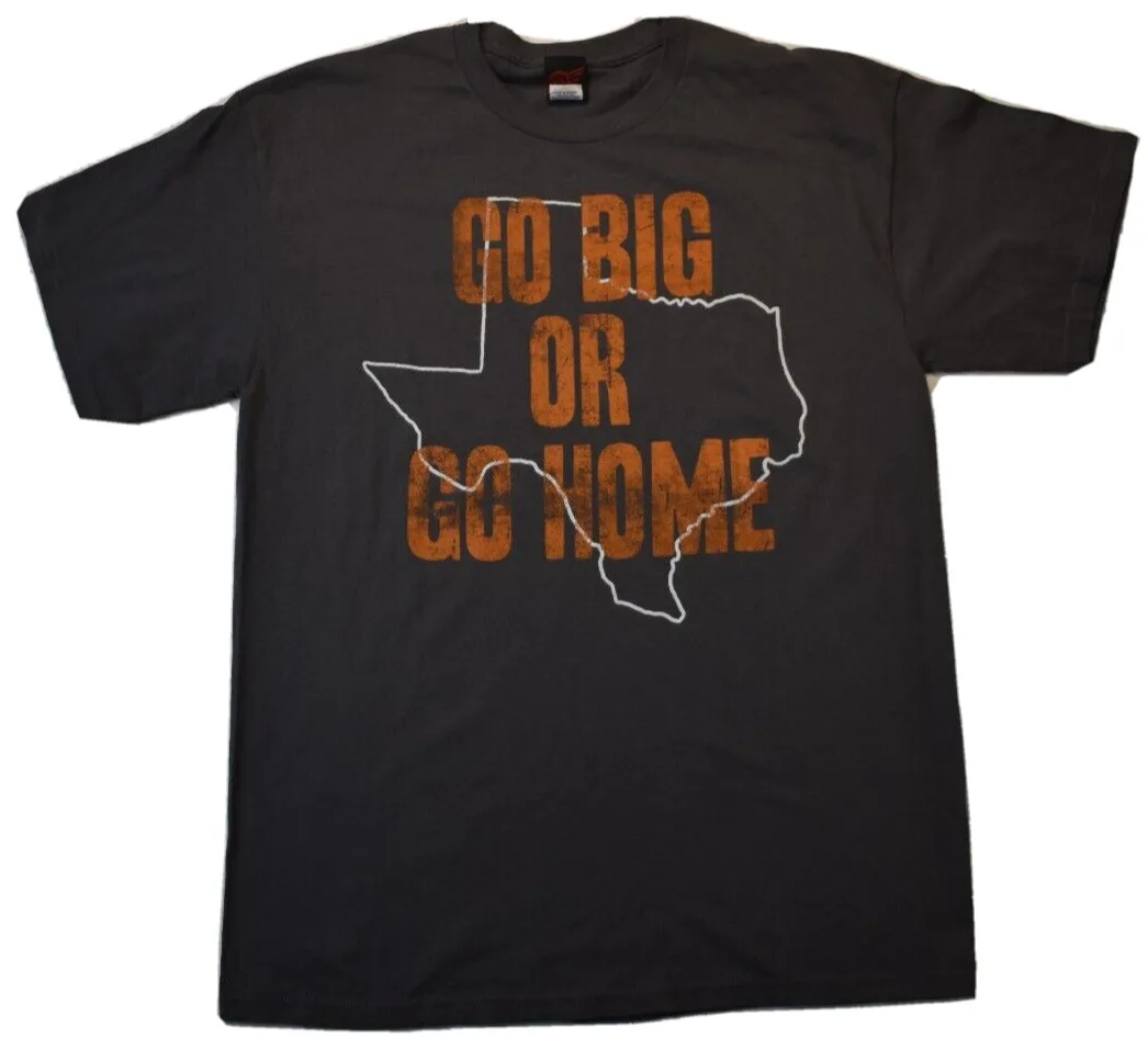 Mad Engine Mens Texas Outline Go Big Or Home Charcoal T Shirt New L