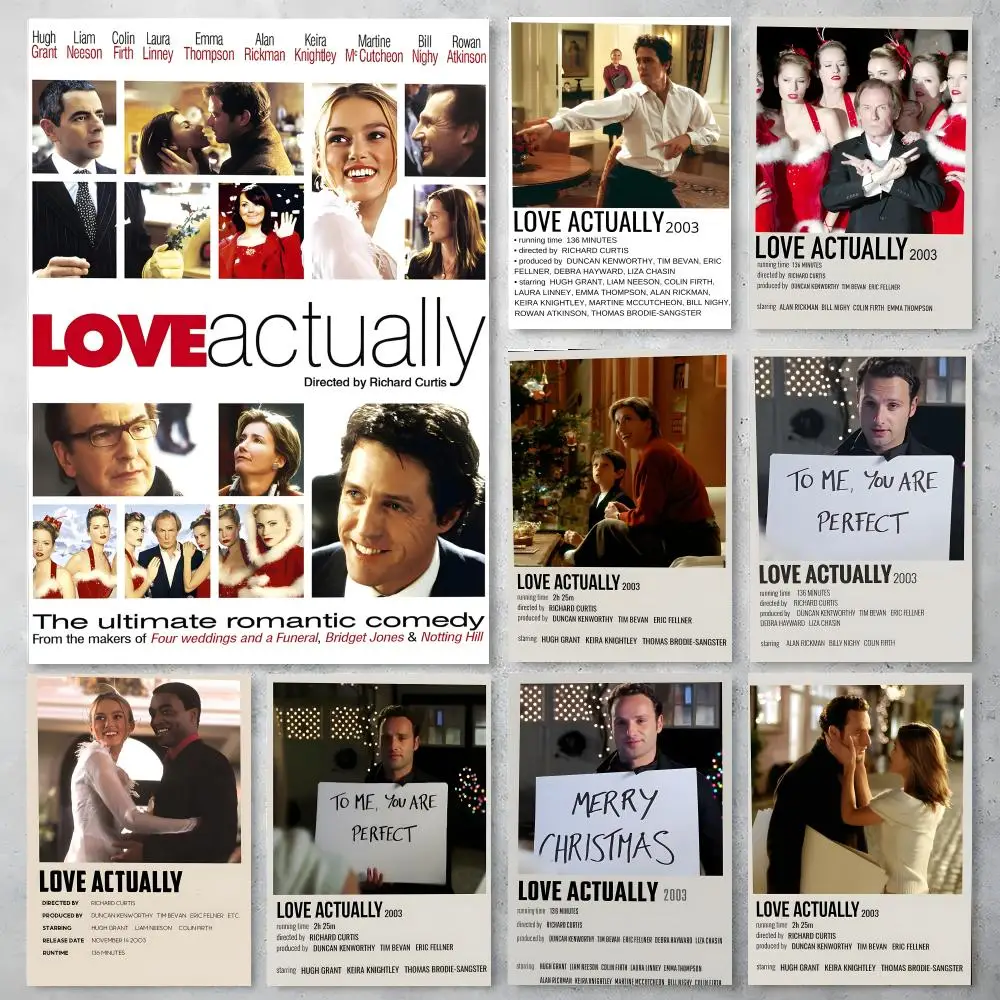 Affiche du film Love Actually, autocollant artistique auto-adhésif en papier imperméable, décoration murale pour café, bar, chambre