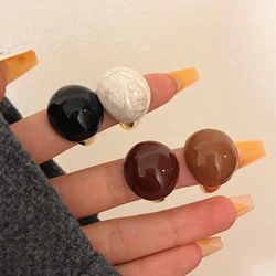 Vintage Metal Round Egg-shaped Enamel Drip Glaze Opening Rings for Women Girls Chunky Trendy Adjustable Jewelry Gift