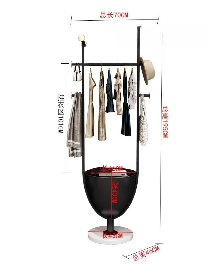 YX Simple high-end coat rack Bedroom does not take up space Floor-to-ceiling hanger Storage Designer furniture