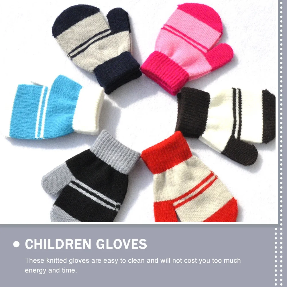 

5Pairs Children Warmth Gloves Boys Girls Full Finger Knitting Winter Mitts Wear-Resistant Outdoor Kids Gloves Winter Mitts