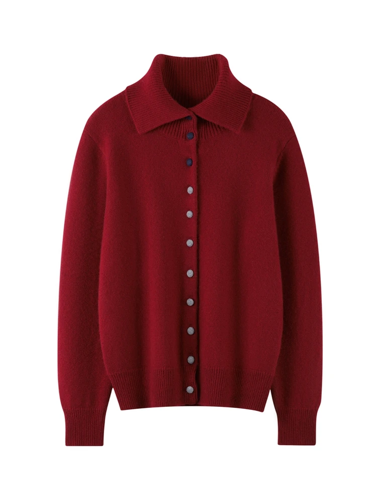 رائعة 100% الكشمير نعمة الراحة محبوك بدوره إلى أسفل طوق سترة سترة الخريف الشتاء الدافئة لينة الملابس النسائية القمم