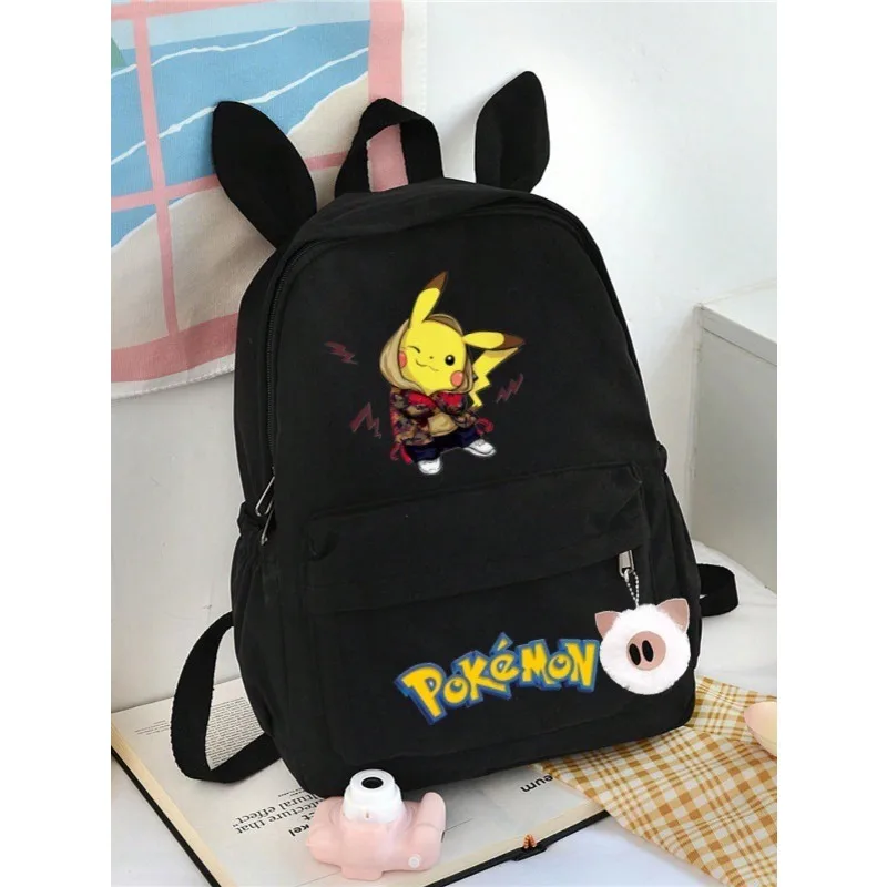 

Miniso Pokémon Cartoon Cute Rabbit Ears Backpack Primary School Pupil's Bookbag Fashionable Casual Small School Bag Unisex Style