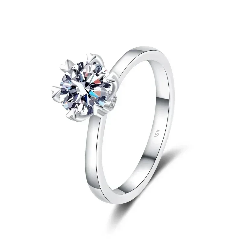 Elegant Design 1 Carat Moissanite Six-pronged Heart Setting Luxury Rings, Jewelry 18K White Gold Ring Best Anniversary To Women