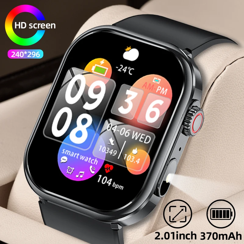 

LIGE 2025 New Smartwatch For Android IOS Phone 2.01'' HD Screen Bluetooth Call Flashlight Waterproof Military Smart Watch Women