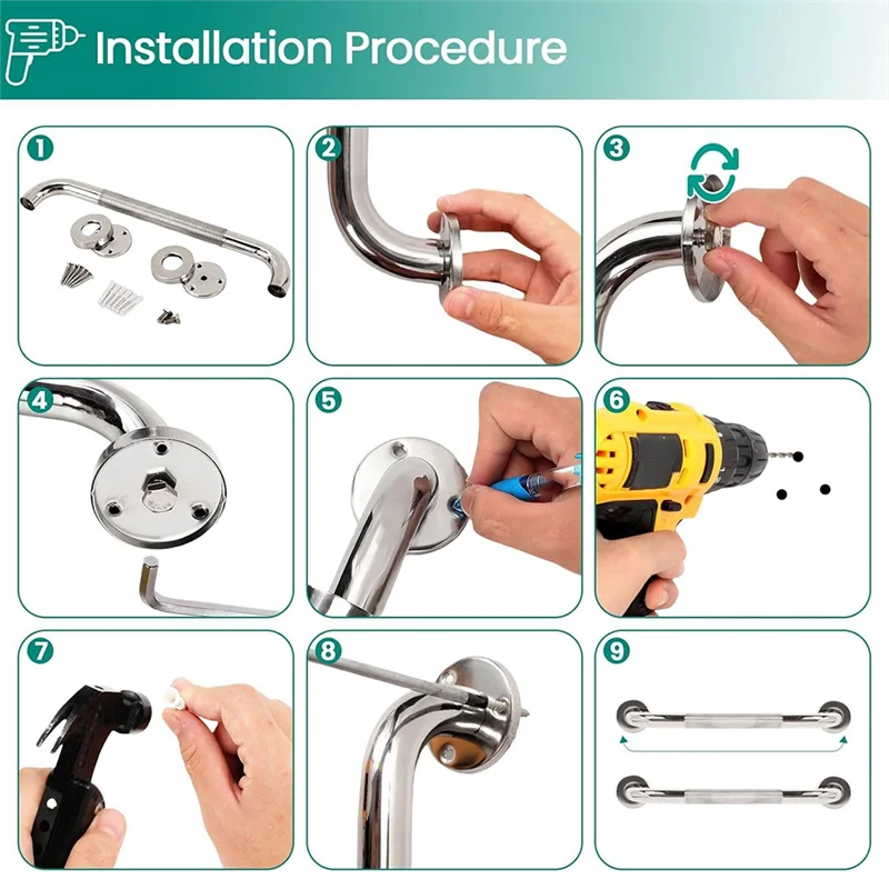 

VEHO-Bathtub And Shower Grab Bars Bathroom Shower Grab Bars Grab Bars Non-Slip Shower Handles