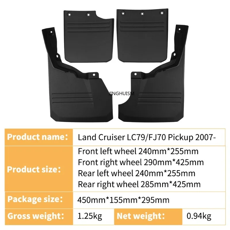 Mudguards Fenders for Toyota Land Cruiser LC79 FJ70 2007 2/4door Pickup Truck Version Without Wheel Arches Accessories Tire
