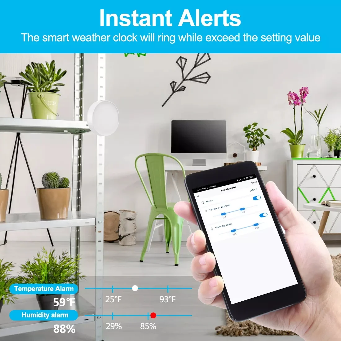 UniqueTUYA WIFI Station météo pluie 3 capteurs pour intérieur extérieur température humidité fonction de mémoire alarme météo Forec