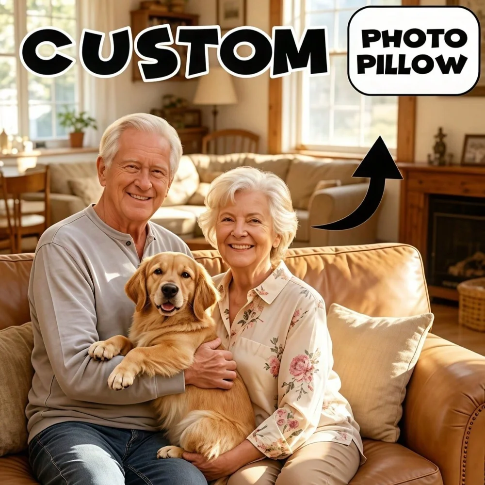 Personalized Custom Human-Shaped Standee Cushion Cover, Family Portrait with Dog Shaped Pillow Cover, Perfect Gift for Anniversary or Birthday, Custom Photo Provided