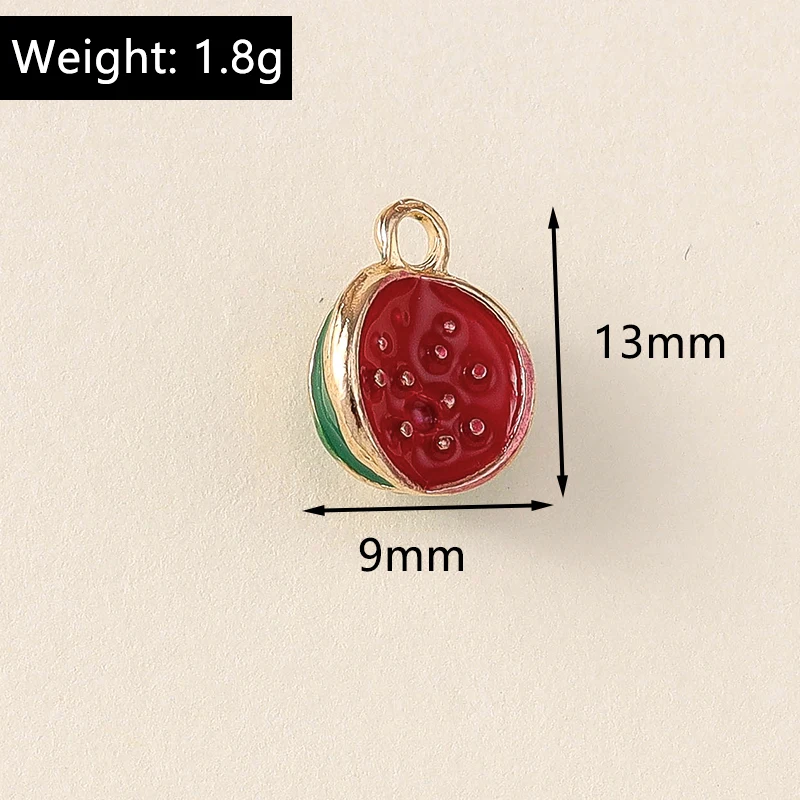 Leslie 5 Stück Emaille-Legierungs-Obst-Anhänger, 3D-Kirsche, Wassermelone, Pfirsich, Erdbeere, Anhänger für die Schmuckherstellung, DIY-Ohrringe, Halsketten – Detail 5