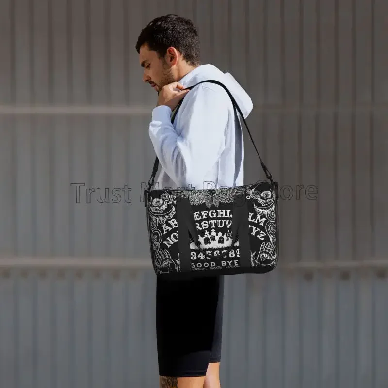 القط الجمجمة رئيس الساحرة مجلس سحري أسود القوطية حقيبة سفر تجريب عطلة نهاية الأسبوع بين عشية وضحاها حقائب سعة كبيرة حقيبة أمتعة مقاومة للماء