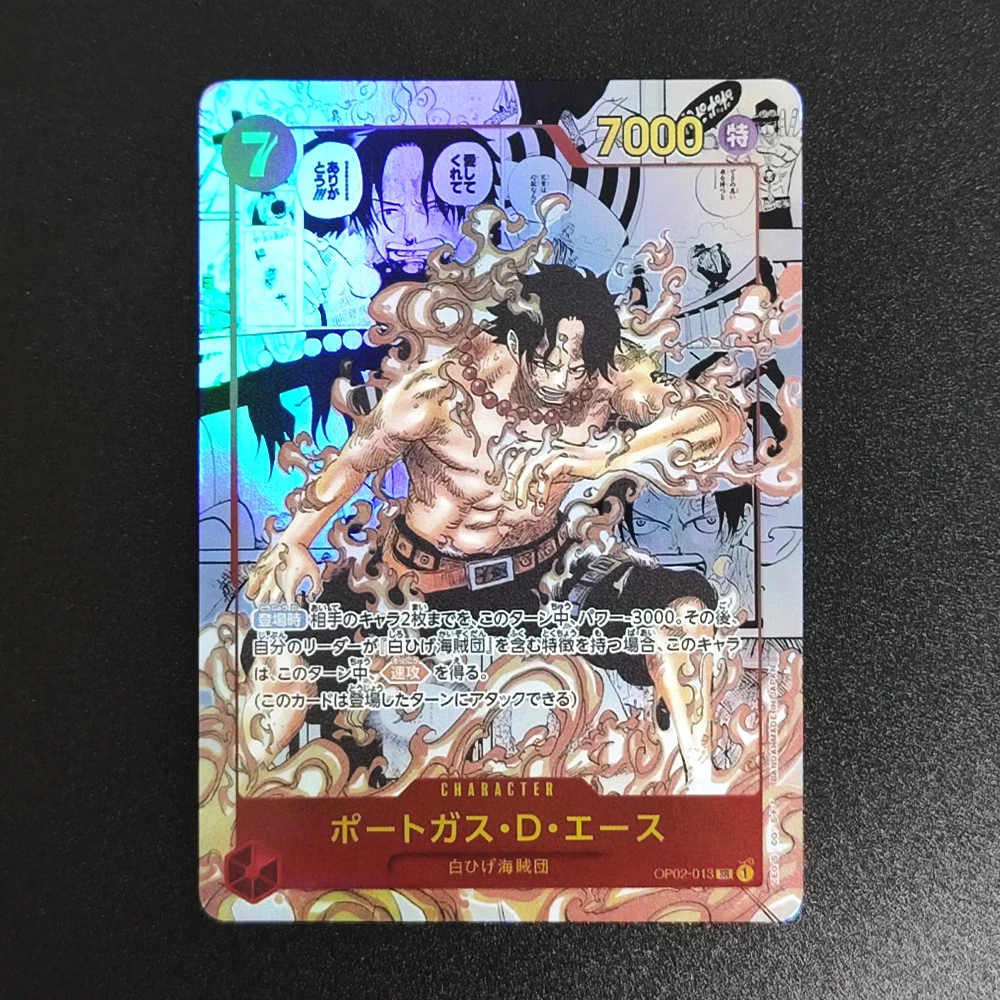 Tarjeta Coleccionable TCG OPCG 2022 ONE PIECE JPN. PORTGAS D.ACE OP02-MANGA ALT.ART 013, Tarjeta Texturizada con Estampado, Anime