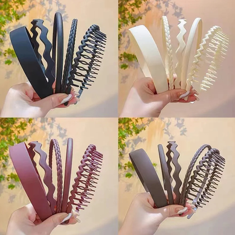 5 pezzi fasce per capelli fasce per capelli per trucco antiscivolo lavare il cerchio per capelli per il viso cerchio per la testa in tinta unita con accessori per capelli primaverili da donna con denti