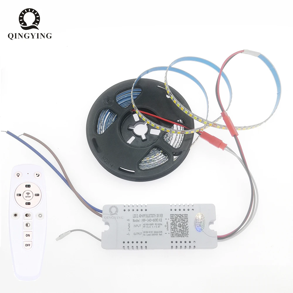 2.4G Remote + 3 Meters SMD2835 LED Strip Constant Current Light Ribbon 200D/m 5B10C + 40-60Wx2 Power Driver For Chandeliers