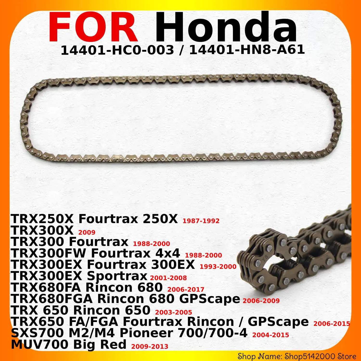 Motorcycle Engine Tie Rod Timing Cam Chain for Honda TRX680FA TRX680FGA TRX650 SXS700 MUV700 TRX250X TRX300 14401-HC0-003