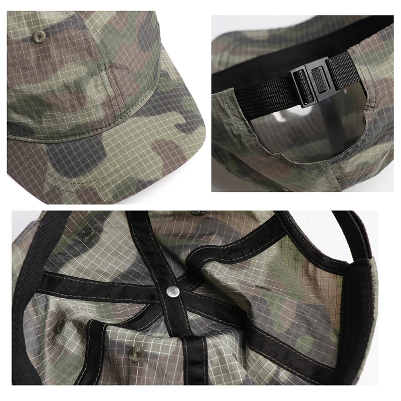 Custom Logo Summer Quick Dry Camo Baseball Cap Men Women Outdoor Sports Thin Breathable Plaid Sun Protection Visor Hat