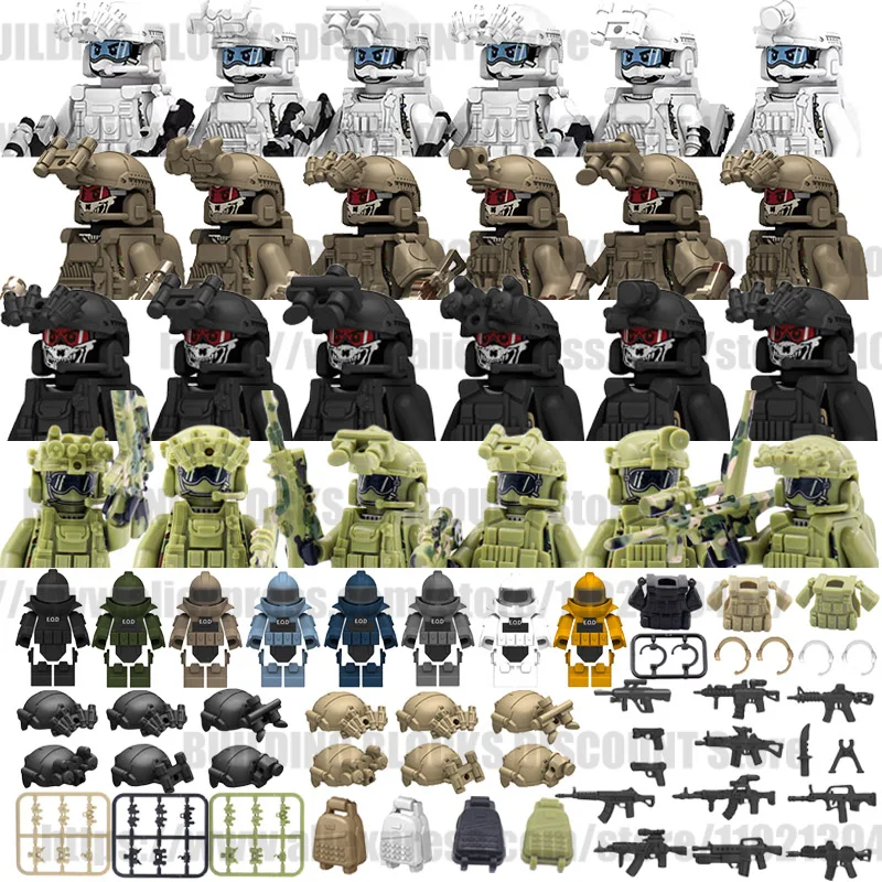 Military Special Forces MOC Building Block SWAT Ghost Commando Figures Police Soldiers Army Gun Weapons Children's Toy Gift B152