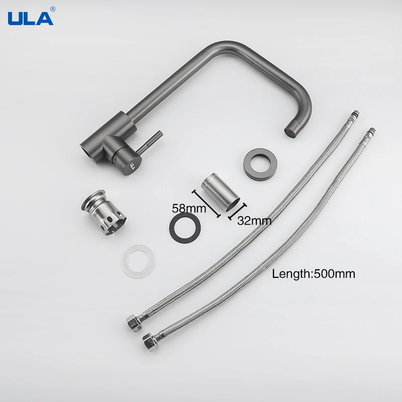 ULA flexible kitchen faucet 360 degree rotate grey kitchen mixer tap hot cold water sink tap faucet for kitchen