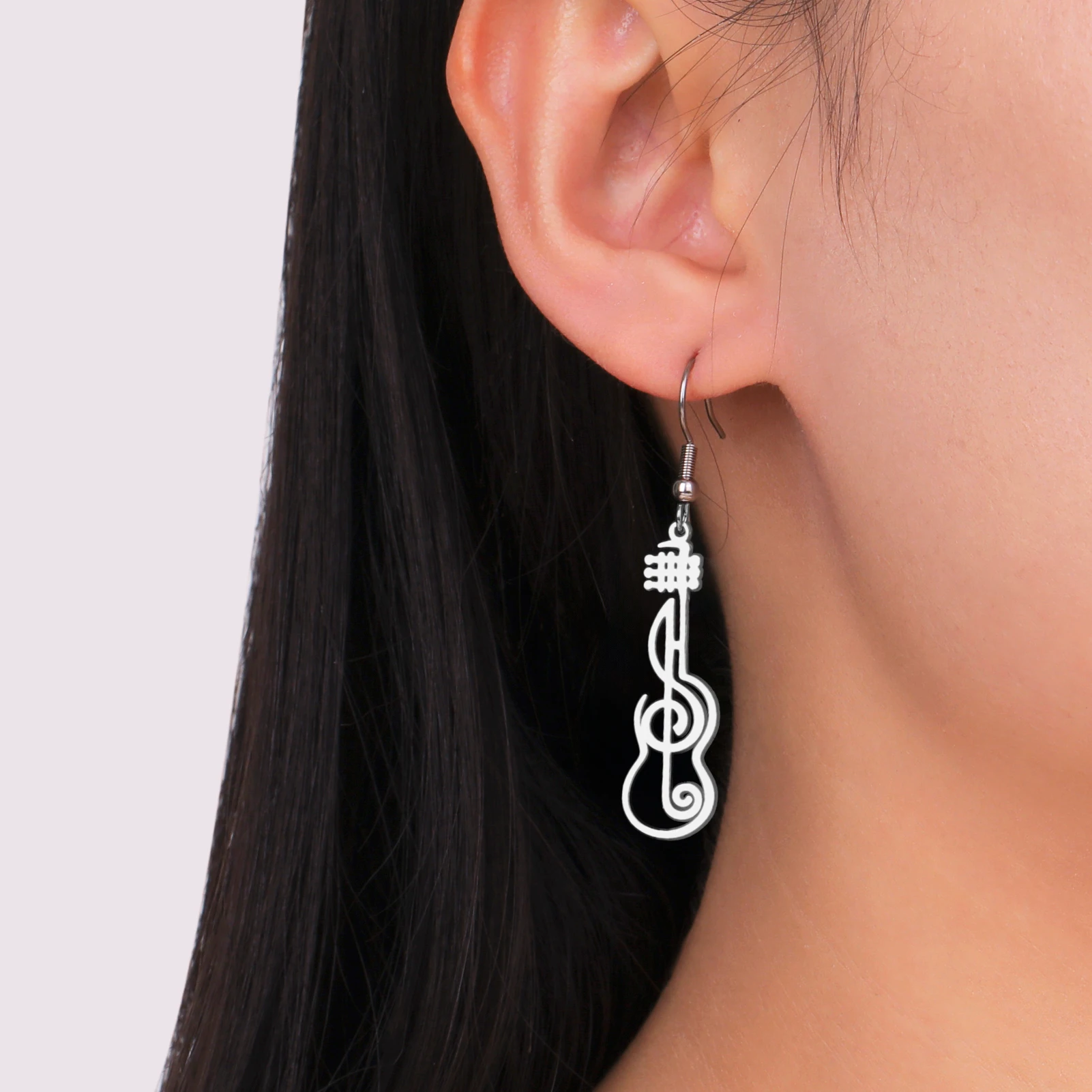 Sipuris Music Note Dangle Earrings For Women Stainless Steel Hot Fashion Violin Symbol Jewelry Accessory Gifts