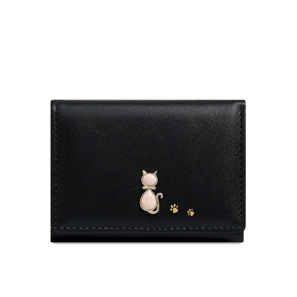 

Pouch Portable Cute Tri-Fold Purses Cat Money Bag Folding Coin Purse Multiple Card Slot Candy Color Card Holder Women