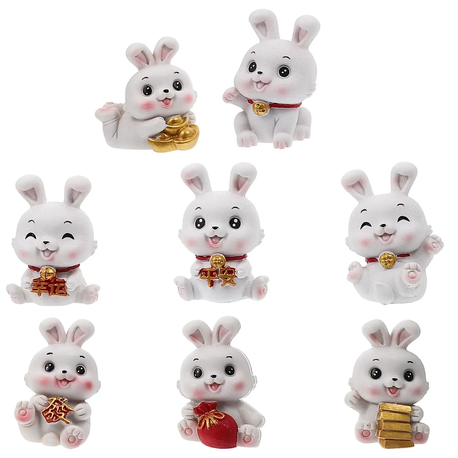 

8 Pcs Resin Figurines Desktop Small Resin Crafts Car Garden Decor Mini Bunny Decor L scaping Cartoon Bunny Crafts