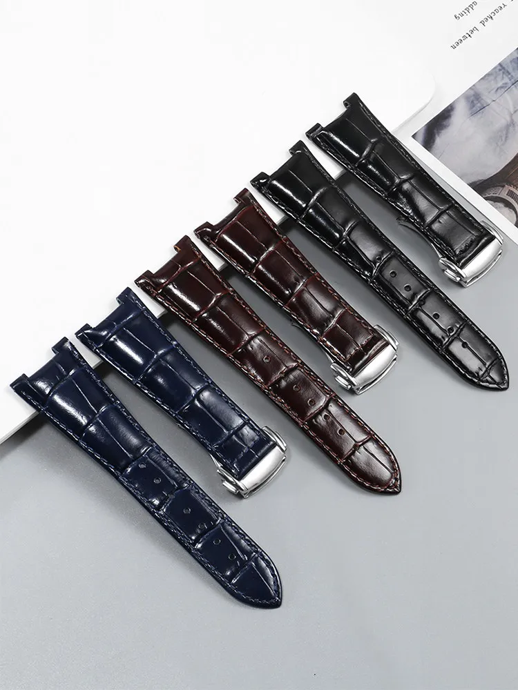 Watch Strap Leather Men's Suitable for Omega Constellation Double Eagle Observatory To 131.13 Blue and Black Strap 25mm