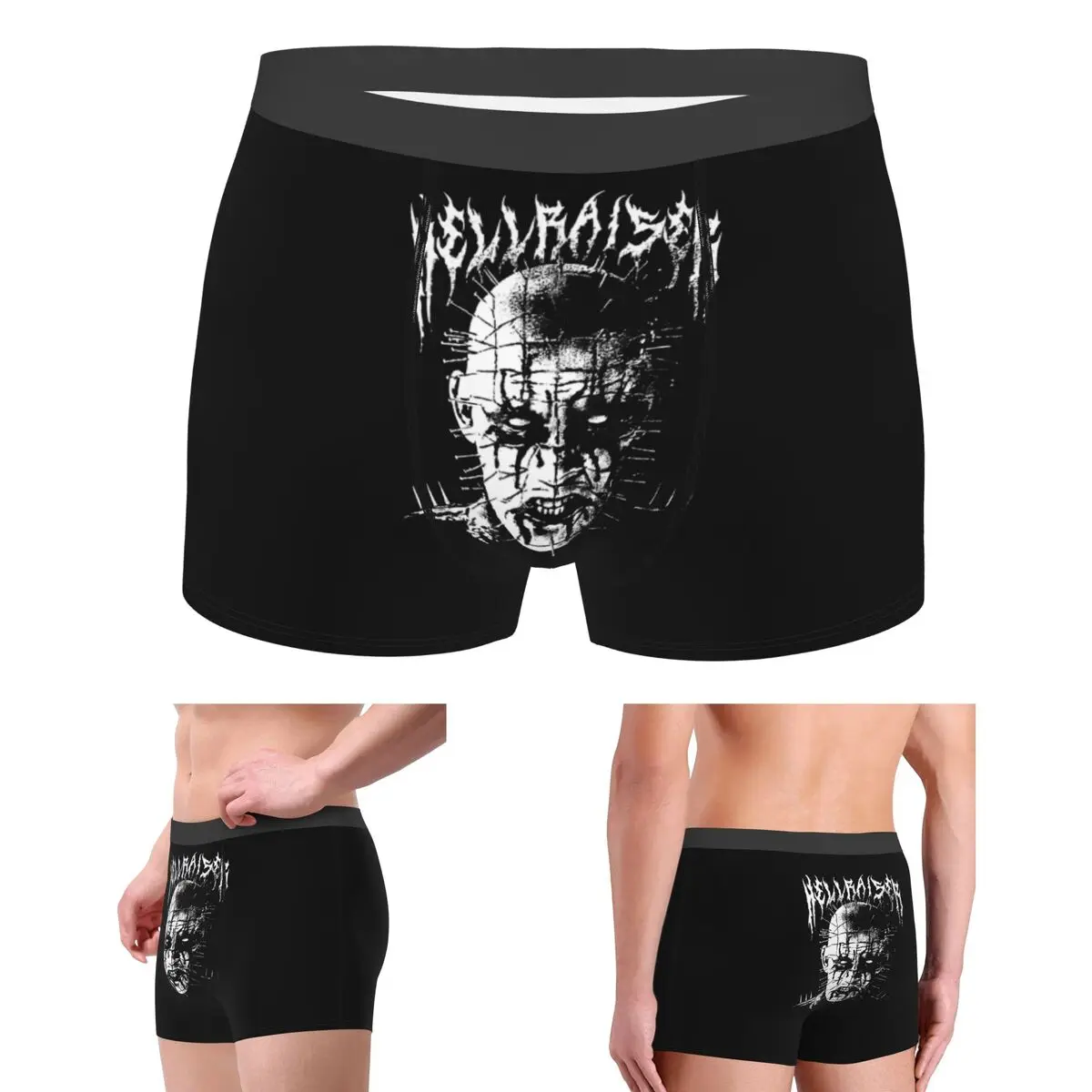 

Boxer Underpants Shorts Black Metal Pinhead Graphic Panties Male Breathable Underwear for Homme Man Boyfriend Gifts