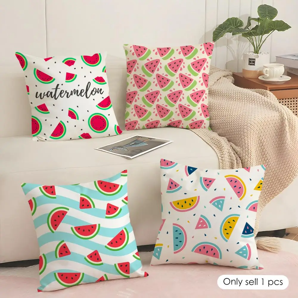 Watermelon Cushion Cover Soft Short Plush Pillow Cover Smooth Cozy Texture Aesthetic Cushion Case Home Decor