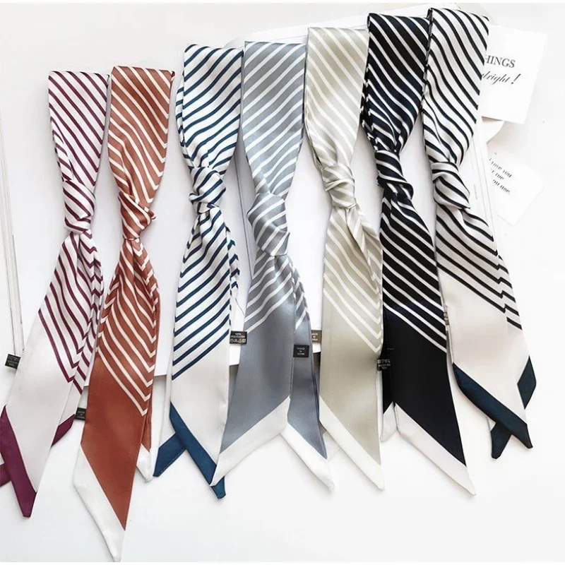 

Summer 2025 minimalist striped silk scarf, a versatile fashion accessory for women