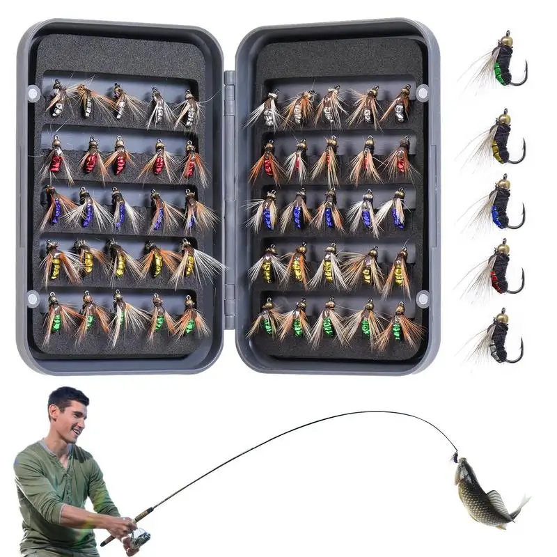 

Bionic Lure Hooks 50-Pcs Realistic Fly Bait Novelty Bionic Fishing Bait Hook Durable Barbed Sharp Hooks For Fishing Lovers