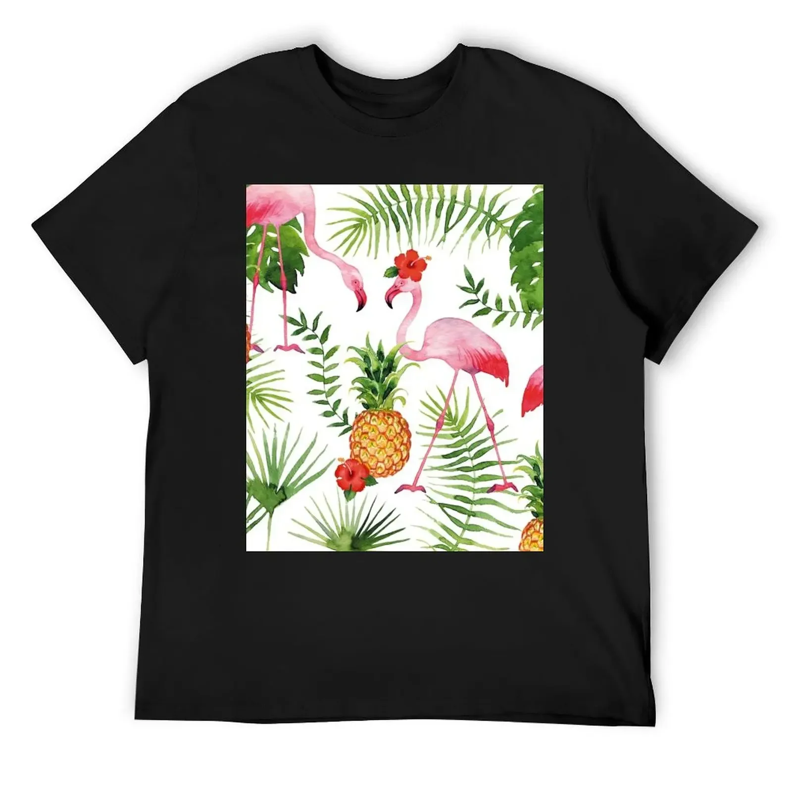 

Flamingo & Pineapples T-Shirt graphic t shirt vintage Short sleeve tee Men's t-shirts