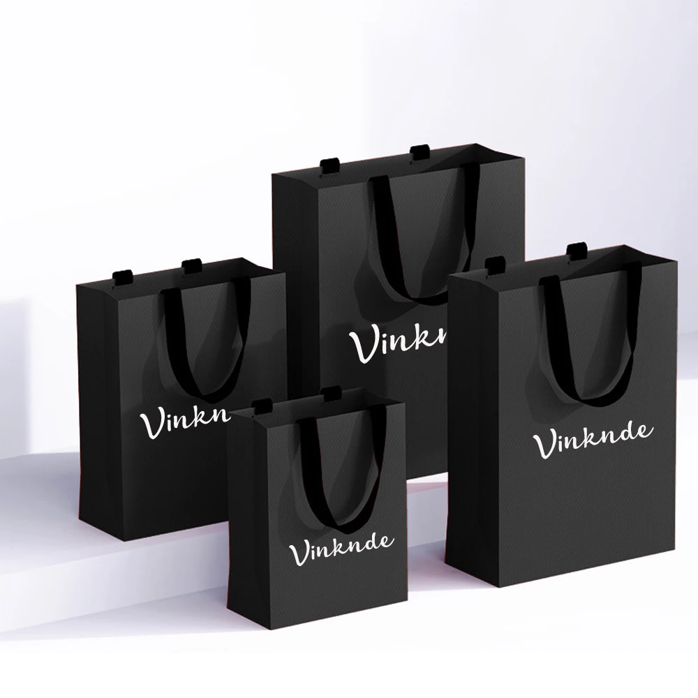 Custom Logo Boutique Paper Bags Shopping Bag with Handle Clothes Shoe Merchandise Boutique Retail Pouch Party Wedding Gift Sack