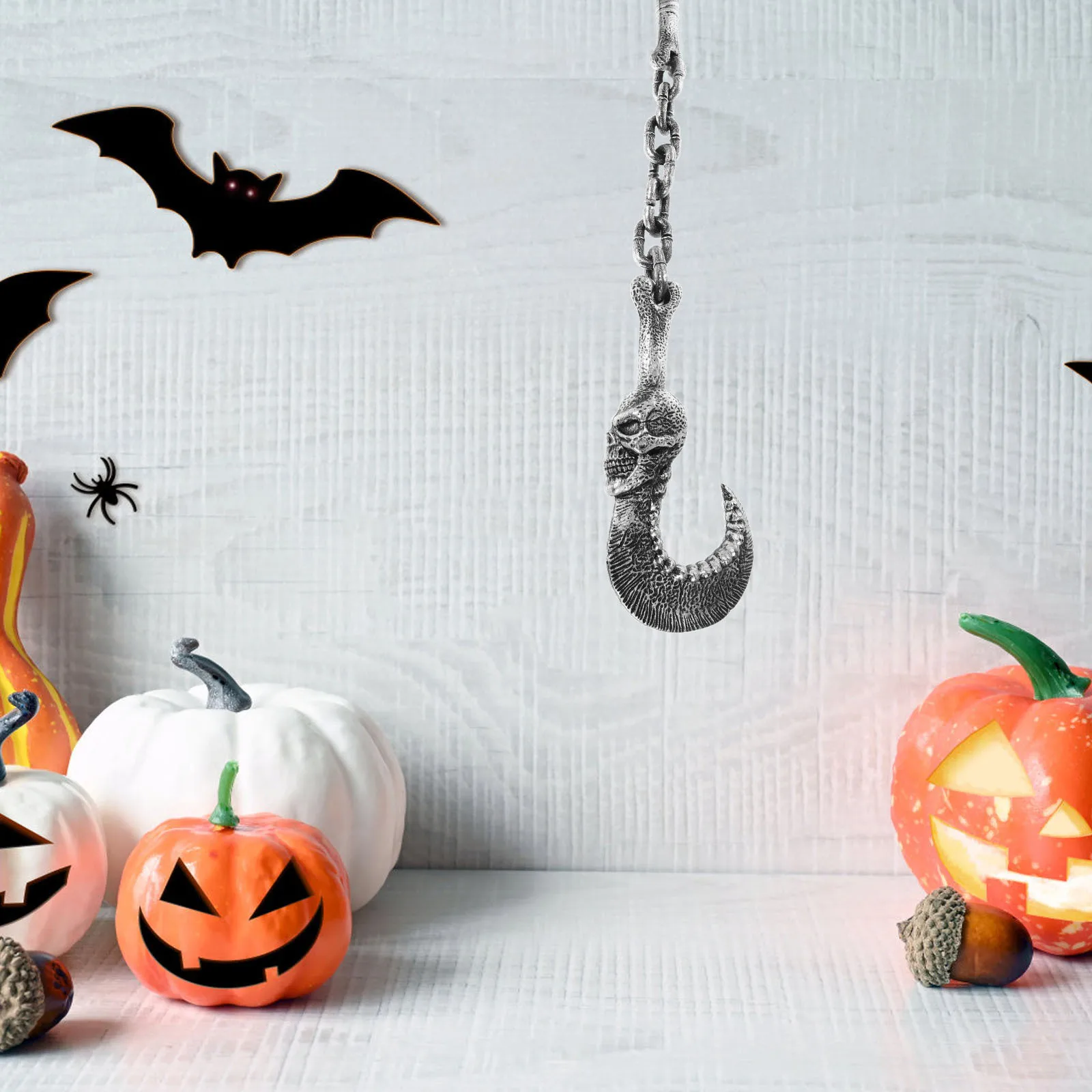 

Devil Skull Chain Hook Prop Durable Halloween Decor Realistic Design For Cosplay Party Stage Photo Props Portable