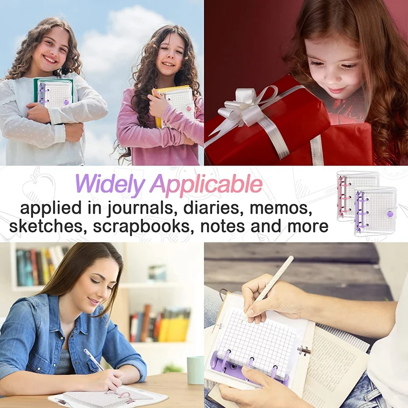 2 Sets Mini Transparent 3 Ring Binder Covers With Inner Paper Mini Binder Pockets Clear Soft PVC Notebook