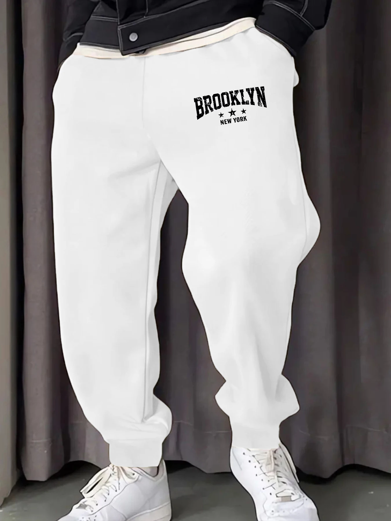 

Brooklyn New York Letter Print Mens Sweatpant Comfortable Drawstring Pant Y2K Warm Britches Casual Street Unisex Long Pants
