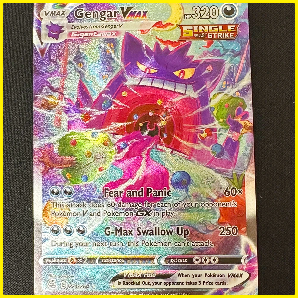 

BLBU PTCG Game Collection Cards Anime Gengar VMAX Swallow Up English Version Refractive Colorful Flash Texture Child Gift Toys