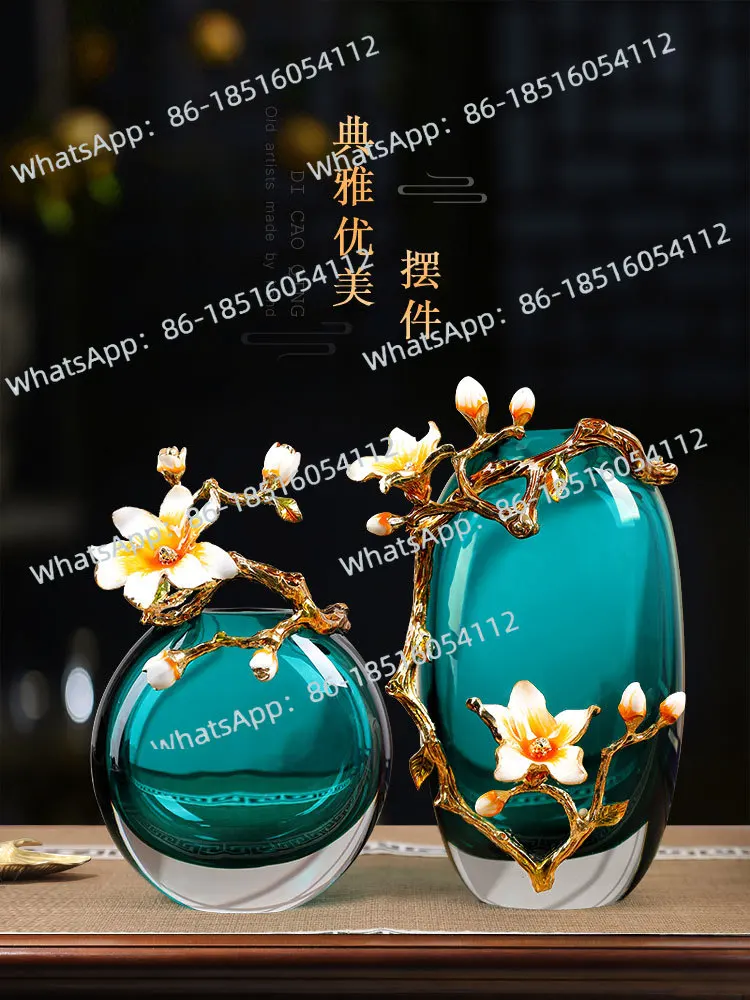

Light Luxury High-grade Glass Vase Ornament Porch Art Living Room High-end Handicrafts Enamel Color Housewarming Gift