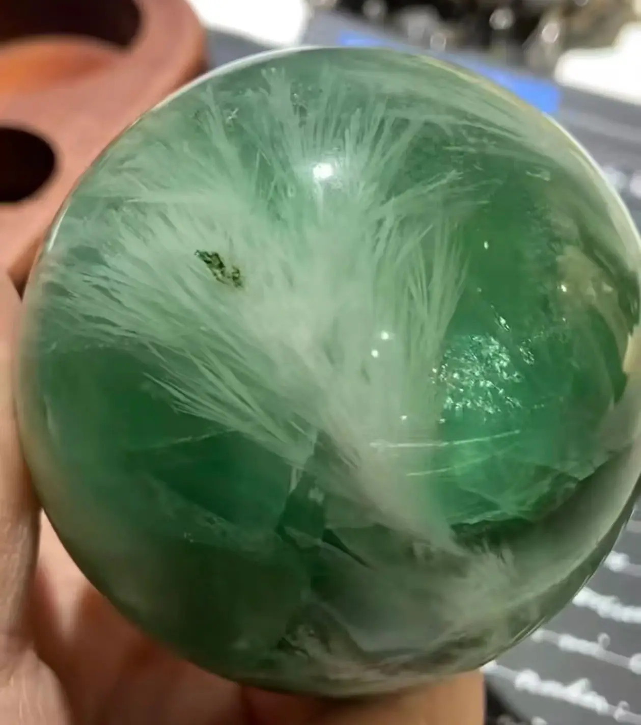 Natural Formed!Feather Fluorite Balls, Quartz, Crystal, Fluorite Primordial Stone, Polished Balls, Mineral Healing