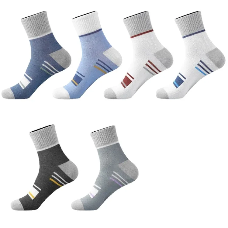 1/6Pairs Men\'s Cotton Socks Sweat-absorbing Breathable Anti-odor Thick Models of Long Socks Trendy Sports Cotton Socks for Men