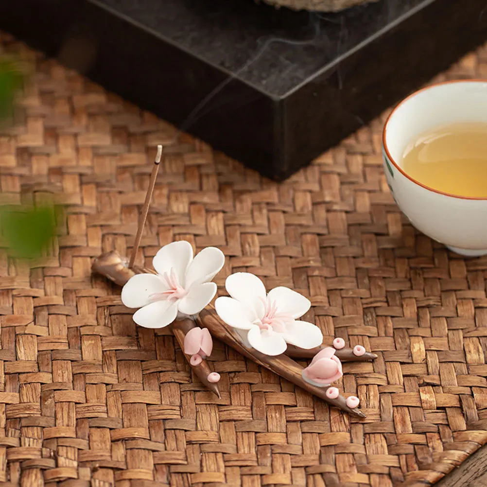 

1Pcs Creative Handmade Plum Blossom Ceramic Incense Burner Zen Style Censer for Living Room Bedroom Study Office Meditation Yoga