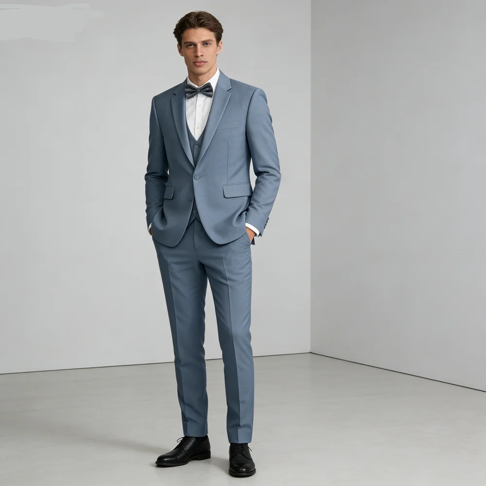 

Men's Slim Fit Double Breasted Blazer Vest And Pants Set Groom Tuxedo Business Party Wedding Attire