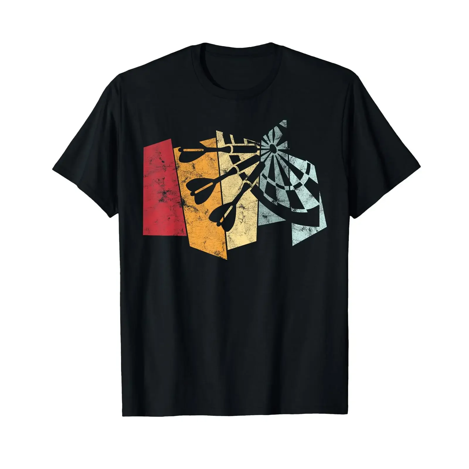 Vintage Retro Darts Dartboard Sport Black T Shirt Crew Neck  Casual for Dart Players vintage Washed graphic Unisex Breathable