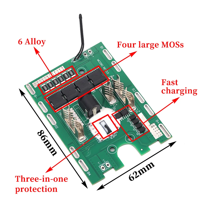 Power Tool Compatible 18650 Battery Protection Board 21V 6A Fast Charging 180A Design for Makita