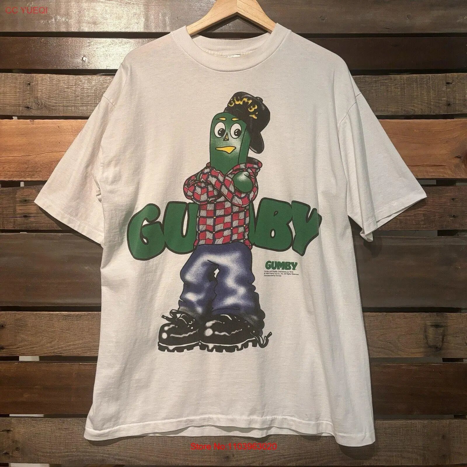 Винтажная двухсторонняя рубашка Gumby 1994 Prema Toy Co XL, необычная рубашка в стиле гранж-рэп