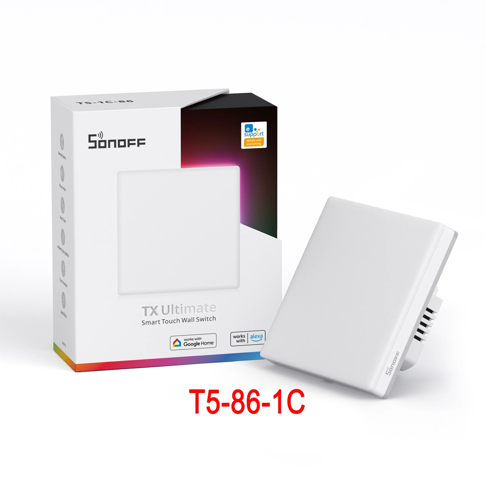 Sonoff TX Ultimate T5 WiFi Smart Touch Wandschakelaar 1/2/3/4 Gang 86/120 Wandplaat Grootte ondersteuning Domotica Spraakbesturing