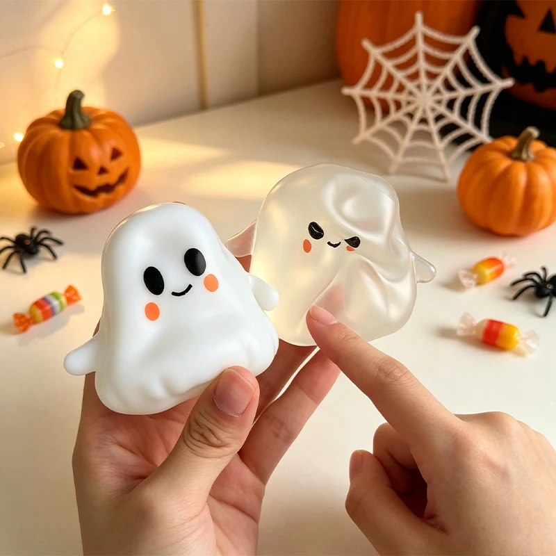 New Cute Ghost Squishy Toy Slow Rising Squeeze Stress Relief Toy Window Desktop Decor Halloween Party Favor Decoration Gifts