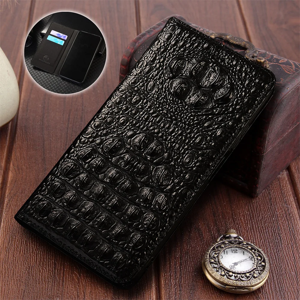 

Crocodile Claw Genuine Leather Flip Case For OPPO Reno 11 11F 12 12F 13 13F 14 14F 15 4G 5G Phone Cover Card Cases Scratch Proof